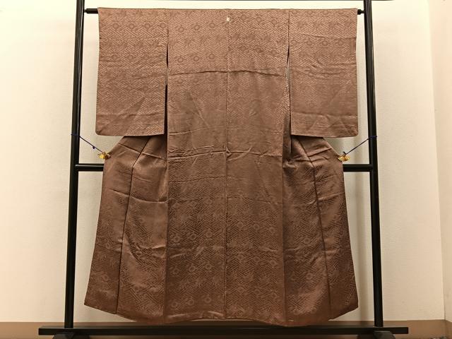 平和屋着物■上質な色無地 紗綾形花地紋 櫨色 正絹 逸品 BAAW9002hj