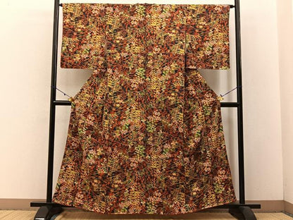 平和屋着物■上質な小紋　草花文　金彩　正絹　逸品　未使用　BAAW9003hj