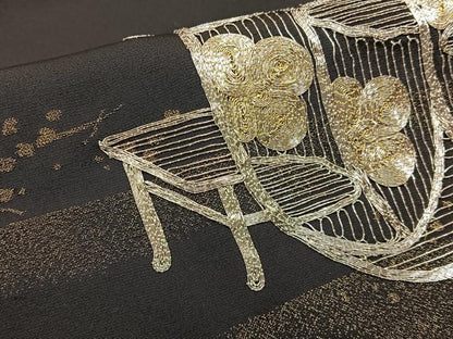 平和屋着物■豪華黒留袖　駒刺繍　寿光織　御所車文　金彩　正絹　逸品　BAAW9005hj