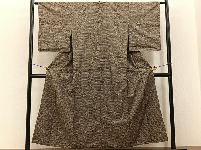 平和屋着物■本場大島紬 割込絣 あられ文様 正絹 逸品 BAAW9007hj