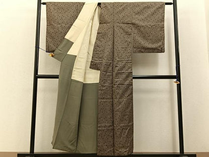 平和屋着物■本場大島紬 割込絣 あられ文様 正絹 逸品 BAAW9007hj