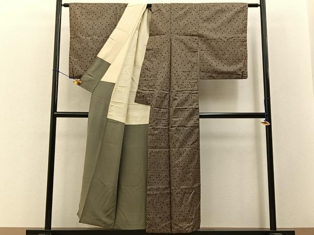 平和屋着物■本場大島紬 割込絣 あられ文様 正絹 逸品 BAAW9007hj