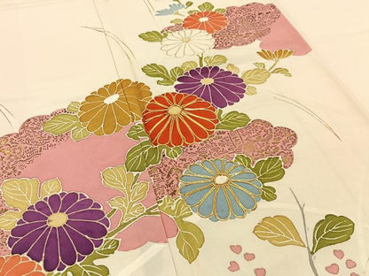 平和屋着物■訪問着　駒刺繍　枝花文　金彩　正絹　逸品　BAAW9008hj