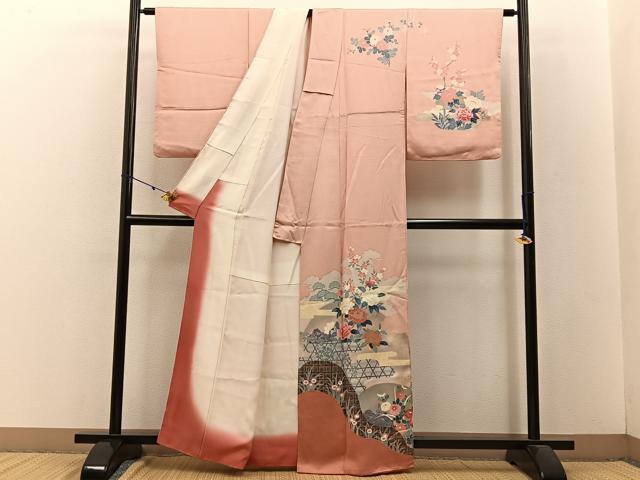 平和屋着物■訪問着 重ね山牡丹花文 金彩 正絹 逸品 BAAW9011hj