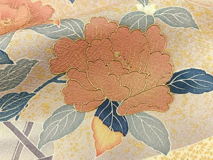 平和屋着物■訪問着 重ね山牡丹花文 金彩 正絹 逸品 BAAW9011hj