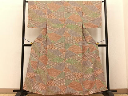 平和屋着物■上質な小紋 切嵌有職文 鬼しぼ縮緬 正絹 逸品 BAAW9013hj
