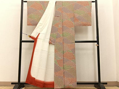 平和屋着物■上質な小紋 切嵌有職文 鬼しぼ縮緬 正絹 逸品 BAAW9013hj