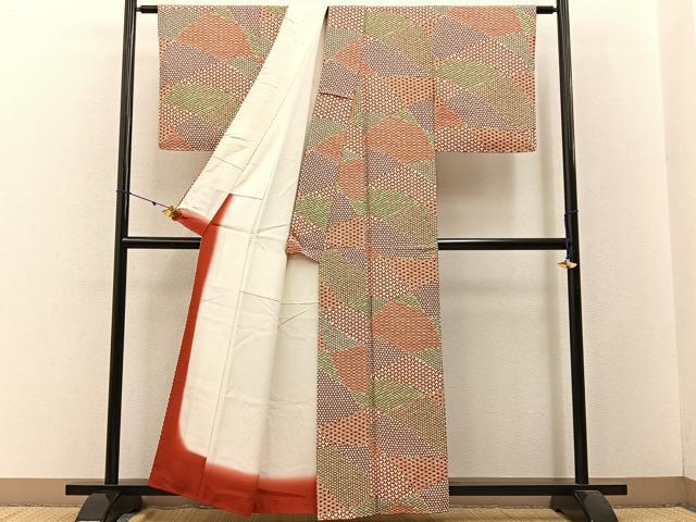 平和屋着物■上質な小紋 切嵌有職文 鬼しぼ縮緬 正絹 逸品 BAAW9013hj