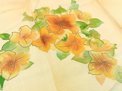平和屋着物■訪問着 刺繍 草花文 暈し染め 金彩 やまと誂製 正絹 逸品 BAAW9014hj