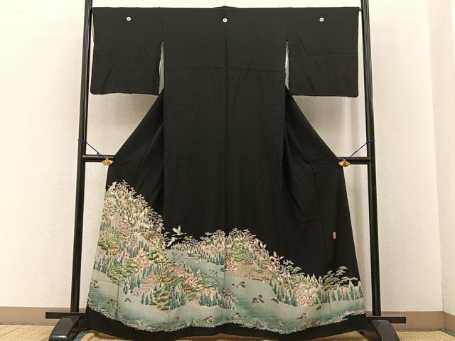 平和屋着物■豪華黒留袖 友禅 作家物 松竹梅 飛鶴御所解文 正絹 逸品 BAAW9016hj