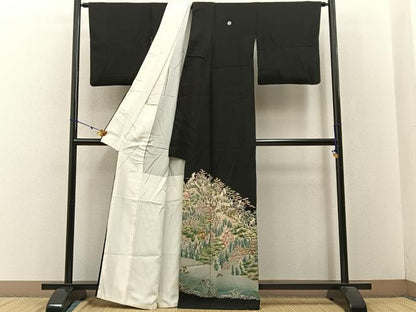 平和屋着物■豪華黒留袖 友禅 作家物 松竹梅 飛鶴御所解文 正絹 逸品 BAAW9016hj