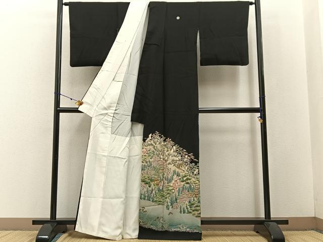 平和屋着物■豪華黒留袖 友禅 作家物 松竹梅 飛鶴御所解文 正絹 逸品 BAAW9016hj