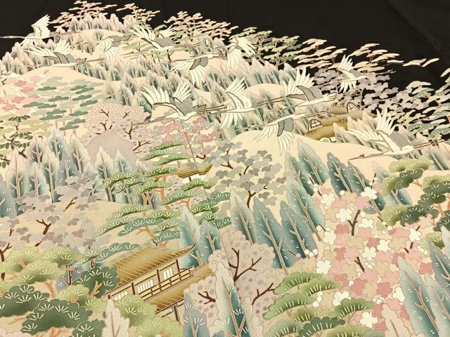平和屋着物■豪華黒留袖 友禅 作家物 松竹梅 飛鶴御所解文 正絹 逸品 BAAW9016hj