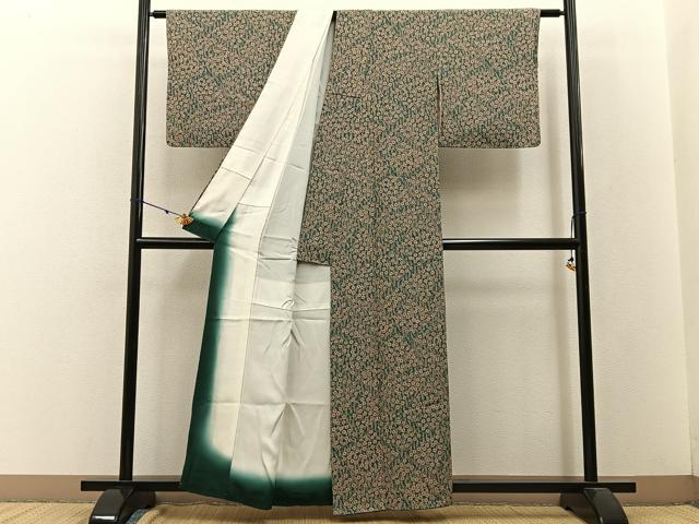 平和屋着物■上質な小紋 草花文 正絹 逸品 BAAW9017hj