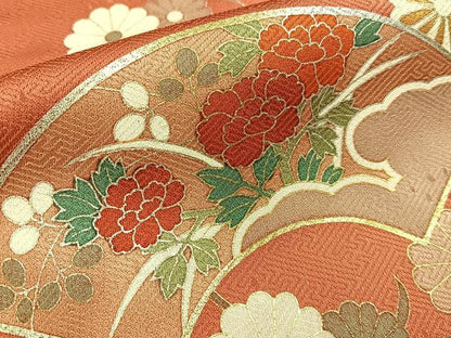 平和屋着物■訪問着　地紙貝桶花文　暈し染め　金銀彩　正絹　逸品　BAAW9020hj