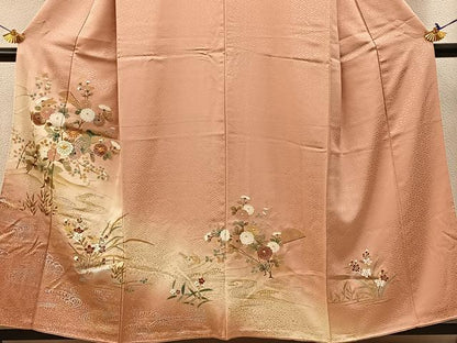 平和屋着物■訪問着 駒刺繍 立波草花文 暈し染め 金銀彩 正絹 逸品 BAAW9027hj