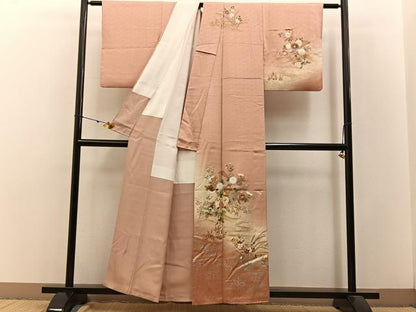 平和屋着物■訪問着 駒刺繍 立波草花文 暈し染め 金銀彩 正絹 逸品 BAAW9027hj