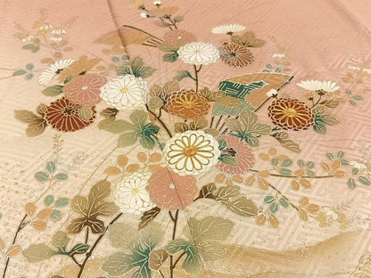 平和屋着物■訪問着 駒刺繍 立波草花文 暈し染め 金銀彩 正絹 逸品 BAAW9027hj