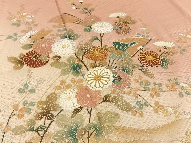 平和屋着物■訪問着 駒刺繍 立波草花文 暈し染め 金銀彩 正絹 逸品 BAAW9027hj