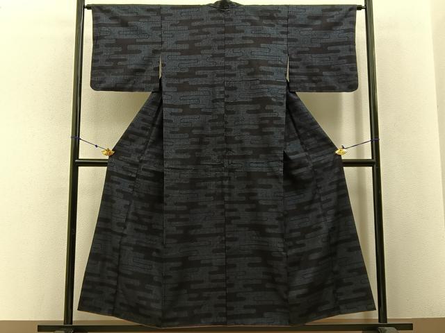 平和屋着物■結城紬 80亀甲 エ霞文様 正絹 逸品 BAAW9030hj
