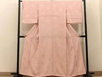 平和屋着物■上質な色無地 菊地紋 肌色 正絹 逸品 BAAW9035hj