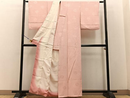 平和屋着物■上質な色無地 菊地紋 肌色 正絹 逸品 BAAW9035hj