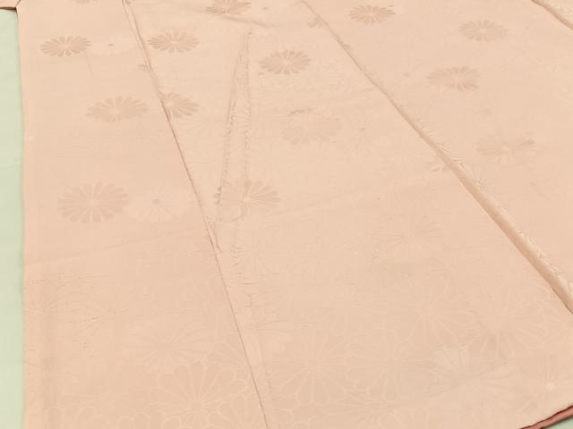 平和屋着物■上質な色無地 菊地紋 肌色 正絹 逸品 BAAW9035hj