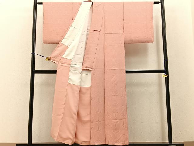 平和屋着物■上質な色無地 毘沙門亀甲地紋 一斤染色 正絹 逸品 BAAW9050hj