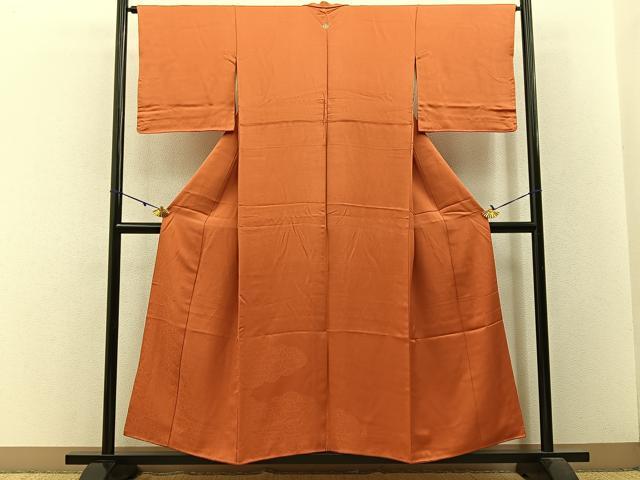 平和屋着物■無地絵羽訪問着　光琳水地紋　黄丹色　正絹　逸品　BAAW9062hj