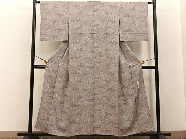 平和屋着物■人間国宝　初代 六谷梅軒(六谷紀久男)錐彫り　重要無形文化　財伊勢型紙　江戸小紋　梅菊文　正絹　逸品　BAAW9073hj