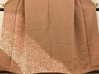 平和屋着物■訪問着 草葉シルエット 鬼しぼ縮緬 正絹 逸品 BAAW9076hj