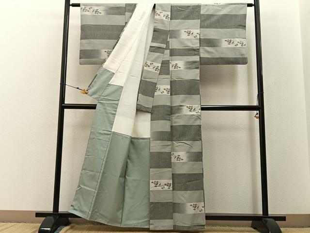 平和屋着物■伝統工芸士　庭野真平　紬　花鳥風月　反端付き　正絹　逸品　BAAW9095hj