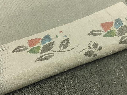 平和屋着物■伝統工芸士　庭野真平　紬　花鳥風月　反端付き　正絹　逸品　BAAW9095hj