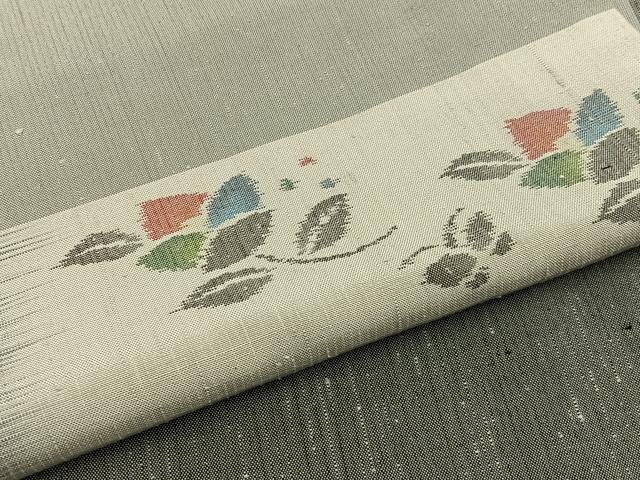 平和屋着物■伝統工芸士　庭野真平　紬　花鳥風月　反端付き　正絹　逸品　BAAW9095hj