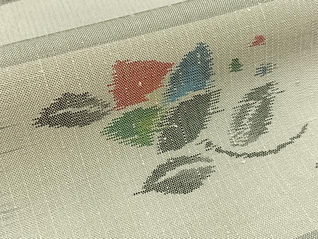 平和屋着物■伝統工芸士　庭野真平　紬　花鳥風月　反端付き　正絹　逸品　BAAW9095hj