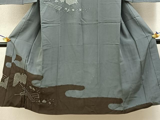 平和屋着物■男性　長襦袢　袷　絞り　エ霞扇文　正絹　逸品　BAAW9100hj