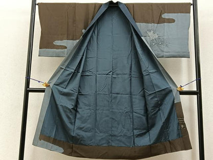 平和屋着物■男性　長襦袢　袷　絞り　エ霞扇文　正絹　逸品　BAAW9100hj