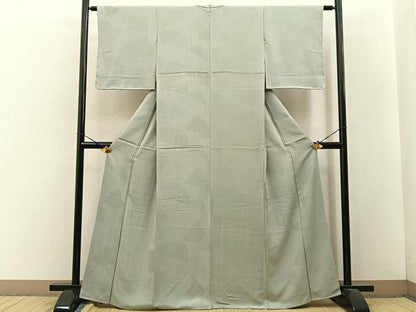 平和屋着物■上質な色無地 切嵌有職地紋 柳鼠色 反端付き 正絹 逸品 BAAW9125hj