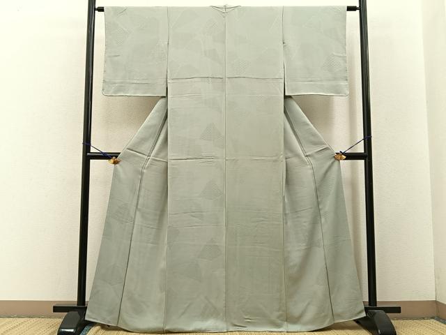平和屋着物■上質な色無地 切嵌有職地紋 柳鼠色 反端付き 正絹 逸品 BAAW9125hj