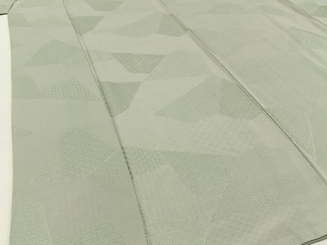 平和屋着物■上質な色無地 切嵌有職地紋 柳鼠色 反端付き 正絹 逸品 BAAW9125hj