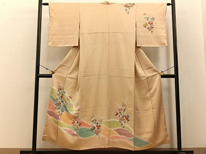 平和屋着物■訪問着 草花文 暈し染め 金彩 正絹 逸品 未使用 BAAW9127hj