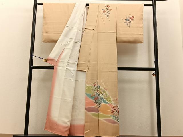 平和屋着物■訪問着 草花文 暈し染め 金彩 正絹 逸品 未使用 BAAW9127hj
