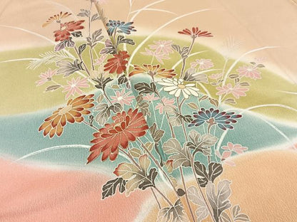 平和屋着物■訪問着 草花文 暈し染め 金彩 正絹 逸品 未使用 BAAW9127hj
