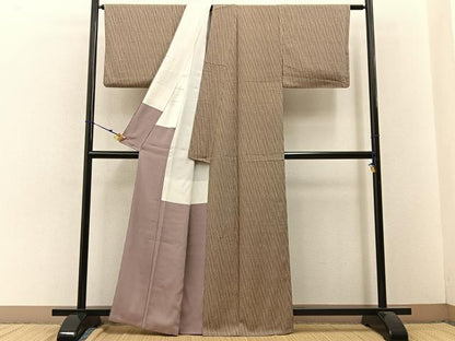 平和屋着物■上質な小紋　斜線文　正絹　逸品　BAAW9130hj