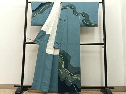 平和屋着物■訪問着 道長文様 鬼しぼ縮緬 正絹 逸品 BAAW9137hj