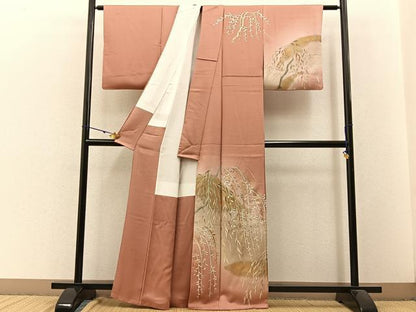 平和屋着物■訪問着 枝垂れ柳 暈し染め 金銀彩 正絹 逸品 BAAW9139hj