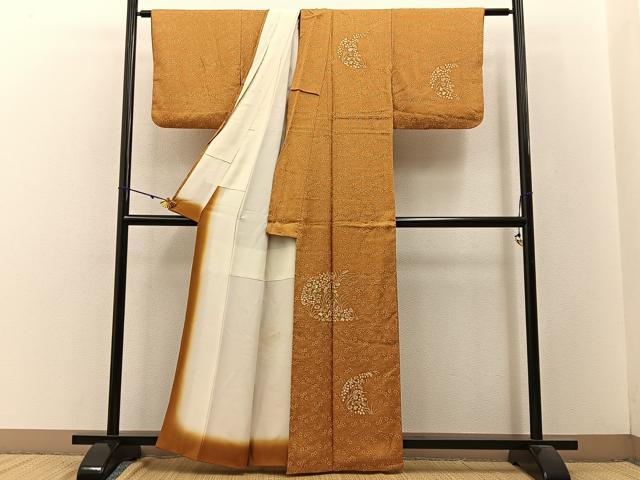 平和屋着物■訪問着　刺繍　草花文　正絹　逸品　BAAW9141hj
