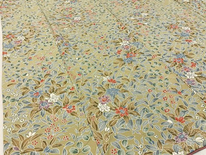平和屋着物■上質な小紋　草花尽くし　鬼しぼ縮緬　正絹　逸品　BAAW9142hj