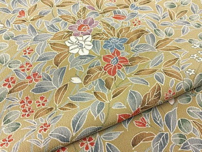 平和屋着物■上質な小紋　草花尽くし　鬼しぼ縮緬　正絹　逸品　BAAW9142hj