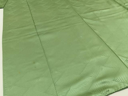平和屋着物■上質な色無地　立波地紋　柳色　正絹　逸品　BAAW9147hj